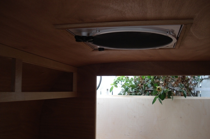 Fan and front inside cabinets