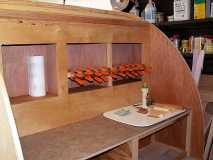 Glue drying in the galley cabinets