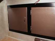 Cabinet doors painted and hung