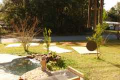 drying panels on front lawn