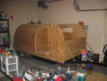 Side profile; walls up, putting spars on top for roof; note the belly box 4x4x10 1/2 inches deep