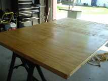 3/8" floor board installed, 3 coats of Spare Varnish applied