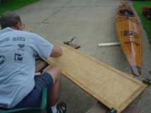 Shutter glued and clamped.  Bill's boat ready for his next sea kayaking outing.