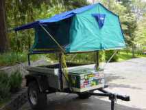 Diamond plate camping trailer open