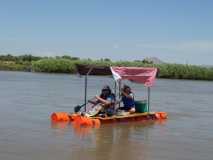 homemade raft on the Rio Grande