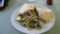 tomato basil wrap with fried green beans