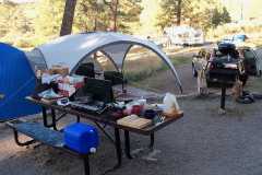 Dinner time while camping comfortably at Lake Robert's Upper End Campground, campsite 4 in the Gila National Forest, New Mexico