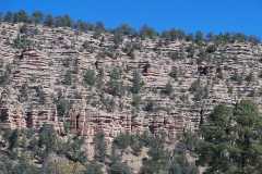 Unusual sedimentary cliff along state route 35 south of Lake Robert's in the Gila National Forest, New Mexico
