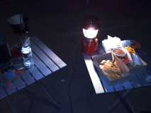driveway dining on local mexchow by lantern light