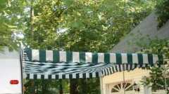 Green and White Awning
