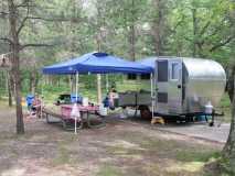 Relaxing on the first trip at Lake Michigan Recreation Area, 2004