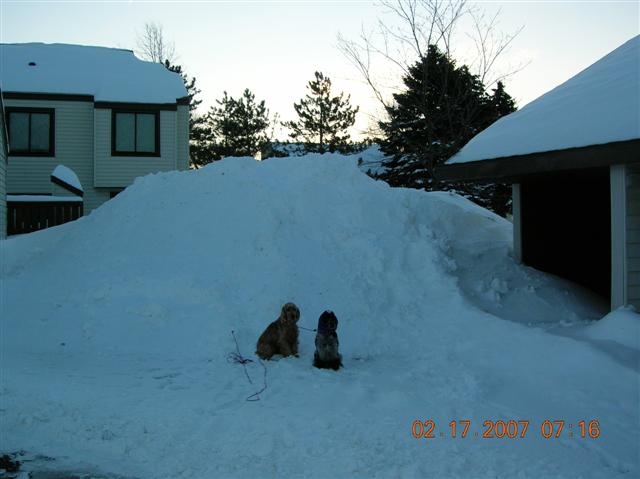 Madison and Casey climbing the snowplow mountain