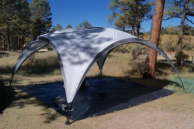 The Coleman Event Shelter 15 all the way from the UK, with goundsheet